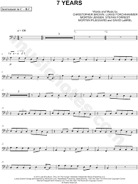 Lukas Graham 7 Years Bass Clef Instrument Sheet Music Cello Trombone Bassoon Baritone Horn Or Double Bass In G Minor Download Print Viola Sheet Music Cello Sheet Music Saxophone Sheet Music