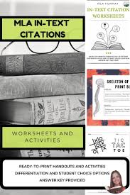 Distance Learning In Text Citation Worksheets Mla Format Practice Activities Reading Comprehension Passages English Lesson Plans Argumentative Writing
