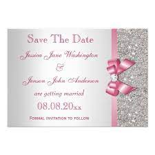 Pink Faux Bow Diamonds Save The Date Zazzle Com Silver Save The Dates Save The Date Invitations Baby Shower Invitations