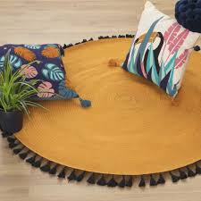 Gebe sehr gut erhaltenen teppich ab. Runder Teppich Mit Fransen Baumwolle O 120 Cm Emako