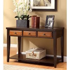 Furniture Of America Dark Oak Cherry Sente Transitional 3 Storage Drawer Console Table Sofa Table Sofa Table Decor Living Room Design Modern