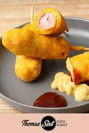 Corn Dogs Rezept Thomas Sixt Koch Kunst Rezept Rezepte Fingerfood Rezepte Wurstchen Im Teig