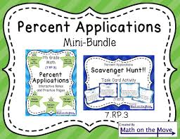 Percent Applications Notes Worksheets Task Cards Resource Bundle 7 Rp 3 Task Cards Middle School Math Task Card Activities