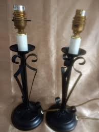 Classic Vintage 1920s Style Tudor Black Wrought Iron Table Lamp Made In England 1997 Ref 4111 Poole Pottery Candle Sconces Wrought Iron Table Table Lamp