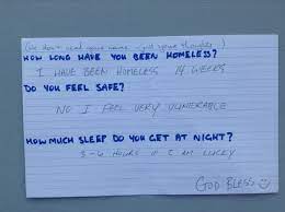 Answer the following questions.1.why did the young man want shade and where did he find it?2. Homeless People Answer The Questions They Re Asked The Most Frequently