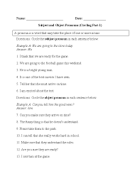 Englishlinx Com Pronouns Worksheets Pronoun Object Pronouns Pronoun Worksheets