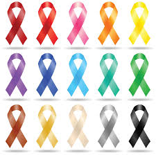 list of colors and months for cancer ribbons