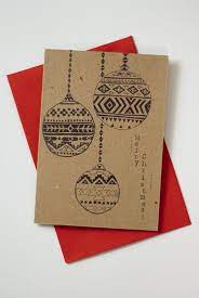 Here are the best diy christmas cards ideas which you can make in a jiffy. Aztec Baubles Black Brown Recycled Christmas Card Traditional Christmas Cards Christmas Cards Handmade Diy Christmas Cards
