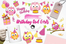 Download Birthday Owls Girls Graphics And Illustrations Free Design Of The Week Design Bundles
