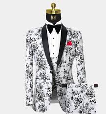 A wide variety of mens suit flower options are available to you, such as shape\pattern, main stone, and jewelry main material. White And Black Tuxedo W Floral Prints Gentleman S Guru