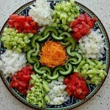 ایده تزیین سالاد شیرازی Food Garnishes Party Food Appetizers Veggie Tray
