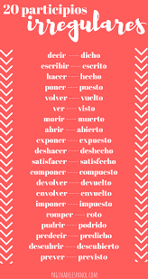 20 Participios Irregulares La Pagina Del Espanol Aprender Espanol Conjunciones Espanol Palabras En Espanol
