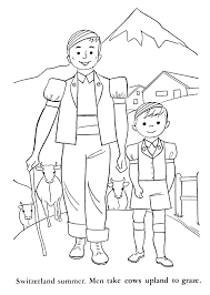 Switzerland Coloring Pages For Kids Children Of Other Lands 1954 France Switzerland Italy Germany Coloring Books Coloring Pages People Coloring Pages
