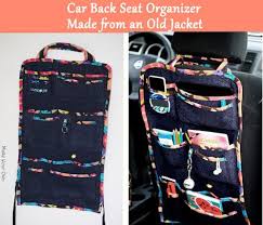 Make Your Own Car Back Seat Organizer Made From An Old Jacket Tutorial Car Organization Diy Back Seat Diy Car Seat Cover