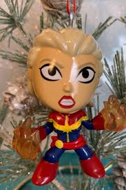 Custom CAPTAIN MARVEL CHRISTMAS Holiday 2.75” Ornament Avengers Marvel  Figure Upcycled Girl Woman Heroine