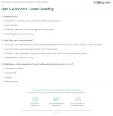 Quiz Worksheet Sound Recording Study Com
