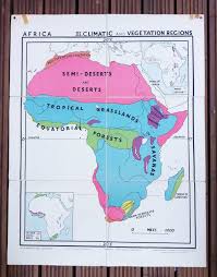 List as many reasons as you can to explain this. Vintage School Map Of Africa Climatic And Vegetation Regions Etsy Vintage School Map Africa Map Map