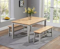 Habitat avery 3 seater oak dining bench rrp £295 now £100.00 collect wf119hs. Chichester 150cm Oak Grey Dining Table With 2 Large Benches Only Oak Furniture