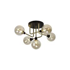Now, i feel like my updated brass bathroom light fixtures add a new aesthetic to the room, making the sconces look more modern and classy. 5 Light Flush Ceiling Light Matt Black Brass Champagne Globe Shades