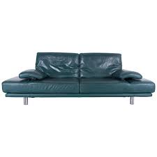 Rolf Benz 2400 Designer Sofa Green Two Seat Leather Modern Couch Metal Feet Modern Leather Couch Modern Couch Sofa Design