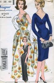 1960 Vogue Special Design 4160 Evening Gown Cocktail Dress Pattern Deep V Neckline Cocktail Dress Patterns Vintage Dress Patterns Vintage Vogue Patterns