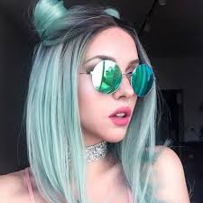 Black And Green Bob Wig Black Ombre Light Green Bob Synthetic Lace Front Wig Sny097 Hair Styles Hair Color Pastel Short Blue Hair