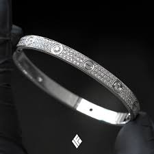Custom Servicing On 18k White Gold Cartier Love Bracelet Full Pave Performed With Our Vs White Diamonds Custo Cartier Love Bracelet Diamond White White Gold