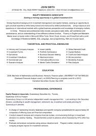 Equity Research Associate Resume Sample & Template