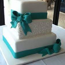 Teal Bow Wedding Cake Bow Wedding Cakes Square Wedding Cakes Wedding Cake Inspiration