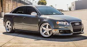 Audi Rs4 B7 Wearing 20 Brushed Aluminum Wheels Carscoops Audi Rs4 Audi Bugatti Models