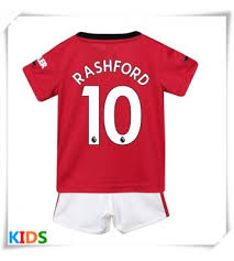 Reduziert auf die rote grundfarbe und einen weißen kragen. Cheap Manchester United Marcus Rashford 10 Home Kids Football Kit 2019 20 Short Sleeve Short Manchester United Football Kit Manchester United Football Kids