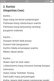 Geguritan merupakan salah satu sastra jawa dengan teman temannya yaitu parikan, panyandra, purwakanti, dan geguritan jawa lan pesan moral boso jowo : Contoh Contoh Geguritan Tolong Jawabbl Yaa Brainly Co Id