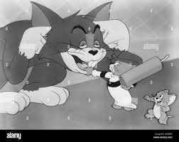 JERRYS Vetter, von links: Tom Cat, Muskeln, Jerry Maus, 1951  Stockfotografie