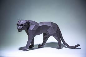 You Can Make Your Own Black Panther Models Diy Paper Craft Projects To Create A Polygonal Shaped Sculpture It Paper Animals Paper Sculpture Animal Sculptures