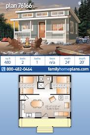 Cabin Style House Plan 76166 With 2 Bed 1 Bath Vacation House Plans House Plans Beach House Plans