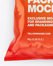 Download Glossy Snack Package Mockup In Flow Pack Mockups On Yellow Images Object Mockups PSD Mockup Templates