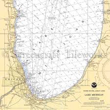 michigan lake michigan south shore nautical chart decor