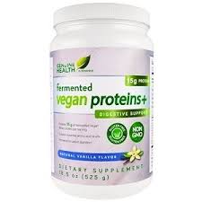 Genuine Health Fermented Vegan Protein Digestive Support Natural Vanilla Flavor 1 15 Lbs 525 G Discontinued Item Vegan Protein Digestive Support Fermentation