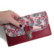 Porte Feuille Tissu Fleuri Froufrou Bordeaux Fermeture Cartable Porte Carte Porte Monnaie Porte Monnaie Portefeu Porte Monnaie Cartable Fleurs En Tissu
