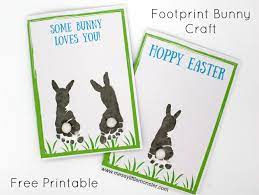 Not only is it super fun to create, but it will also become an easter keepsake. Footprint Easter Bunny Card Messy Little Monster
