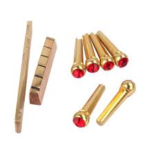 miracle shining brass saddle nut red opal bridge pins set