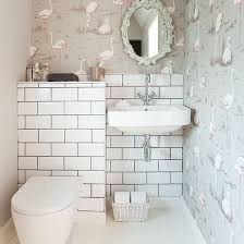 Decorative Bathroom With Wallpaper Bathroom Decorating Ideal Home Downstairs Toilet Small Toilet Room Small Bathroom