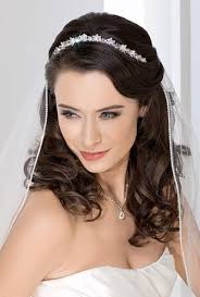 You can find several adorable fancy accessories at bridal shops to match with your wedding outfit. Fringe And Curly Wedding Hairstyles With Flower Tiara 3uz043tl Jpg 400 592 Wedding Hair Down Medium Hair Styles Beautiful Wedding Hair