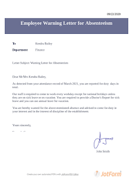 You just can't go to work. Employee Warning Letter Template For Absenteeism Pdf Templates Jotform
