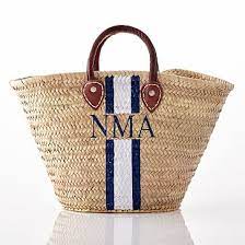 Hand Painted Straw Beach Bag In 2021 Monogrammed Straw Bag Straw Bag Straw Tote Bag