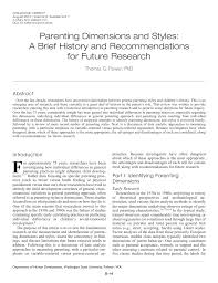 Be aware of the impacts brought to your children. Pdf Parenting Dimensions And Styles A Brief History And Recommendations For Future Research