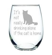 It S Not Drinking Alone If Your Cat Is With You 35 Cool Things To Buy On Amazon Under 25 Dollars For Cats Stemless Wine Glass Wine Glass Wine Glass Gifts Ideas