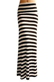 Black And White Striped Maxi Skirt 