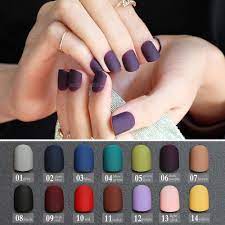 Buy Frosted Finished Gray Matte False Nails Brown Short Paragraph Green 24pcs Square Head Matte Fake Fake Nails Acrylic Nails Coffin Grey Square Acrylic Nails