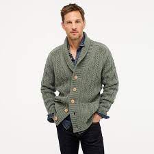 Ll bean cable knit fisherman wool cardigan sweater. Wallace Barnes Cable Knit Shawl Collar Cardigan From J Crew On 21 Buttons